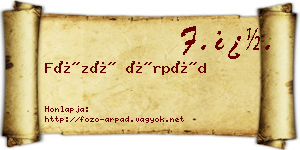 Főző Árpád névjegykártya